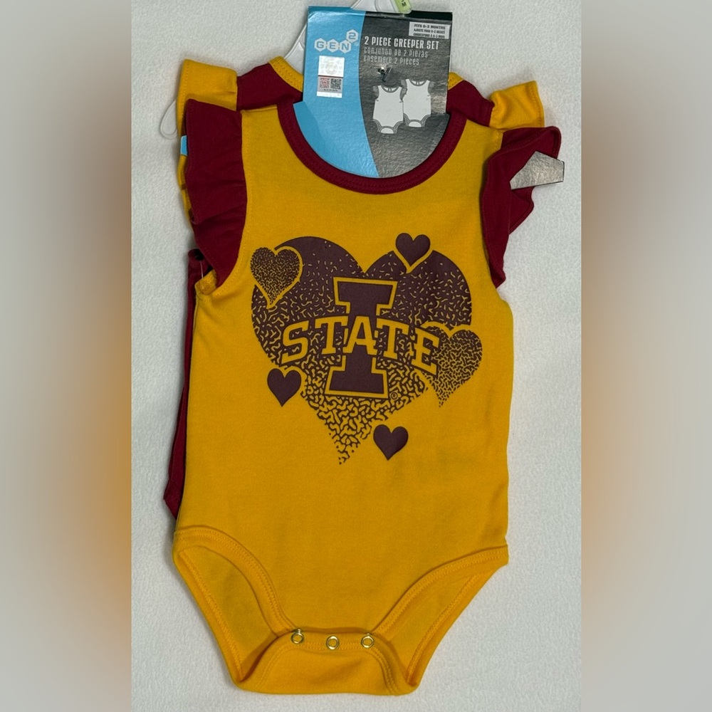 Gen2 Infant Girl 0-3M Iowa State (ISU) Cyclones Baby Bodysuit Set of 2 - NWT